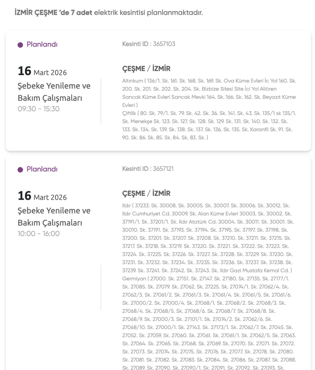 Gediz Elektrik 16-17 Mart listesi! İzmir elektrik kesintisi ne zaman bitecek?