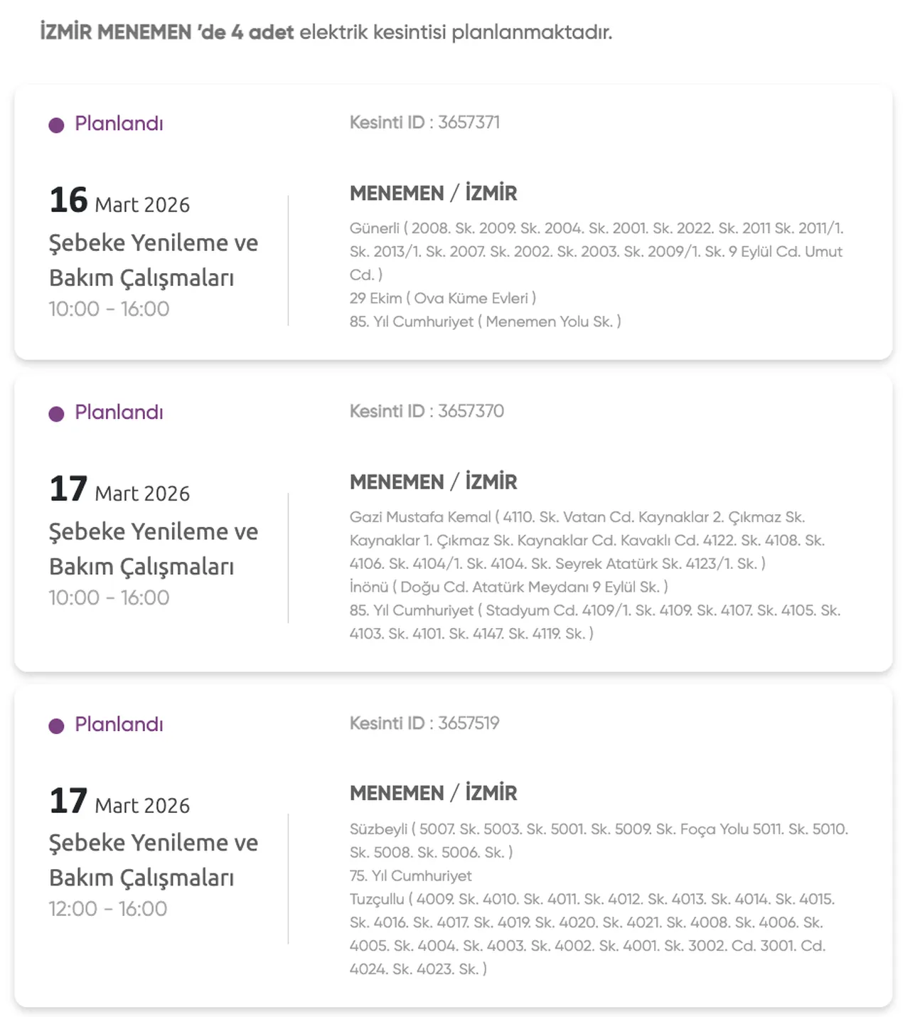 Gediz Elektrik 16-17 Mart listesi! İzmir elektrik kesintisi ne zaman bitecek?