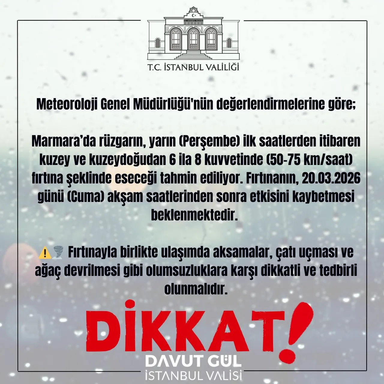 İstanbul için fırtına ve rüzgar uyarısı: Meteoroloji saat verdi, 75 kilometre hızla esecek!