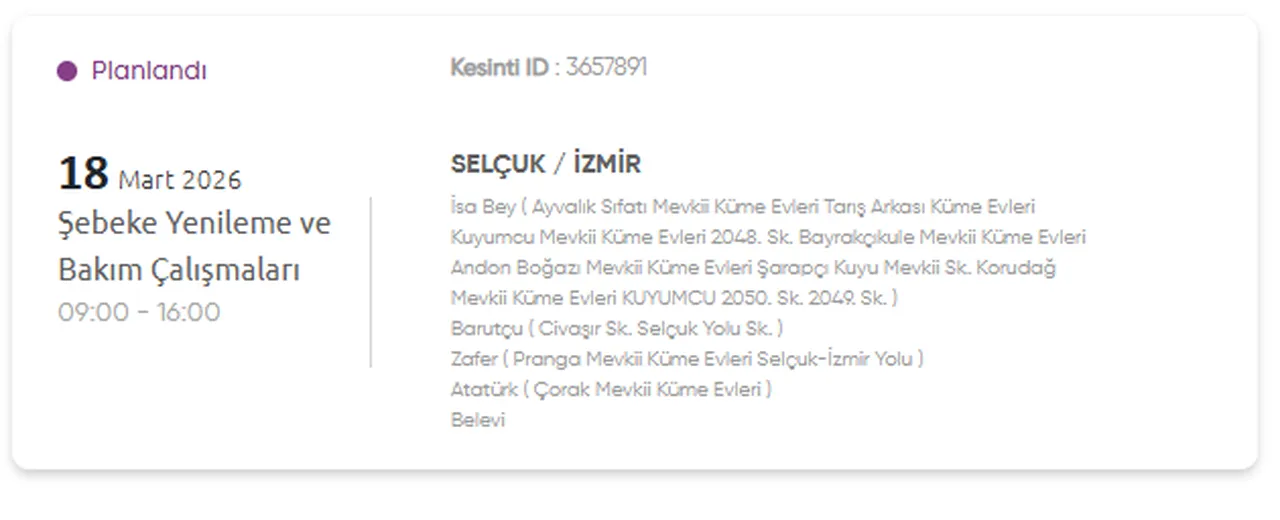 İzmir GDZ elektrik kesintisi listesi açıklandı: 18 Mart İzmirde elektrikler ne zaman gelecek?