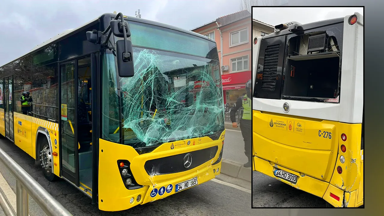 Üsküdar'da iki İETT otobüsü çarpıştı! Camlar patladı, yolcular tahliye edildi 
