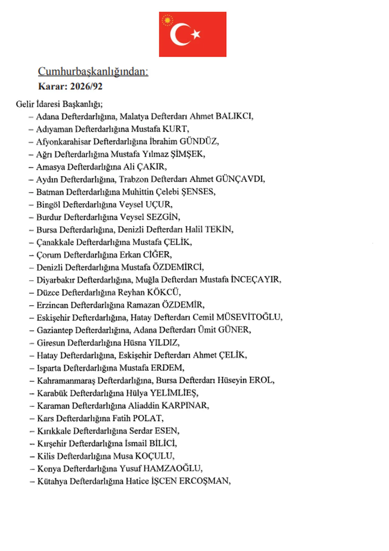 Atama kararları Resmi Gazetede! 19 Mart 2026 bugünkü Resmi Gazete kararları neler?