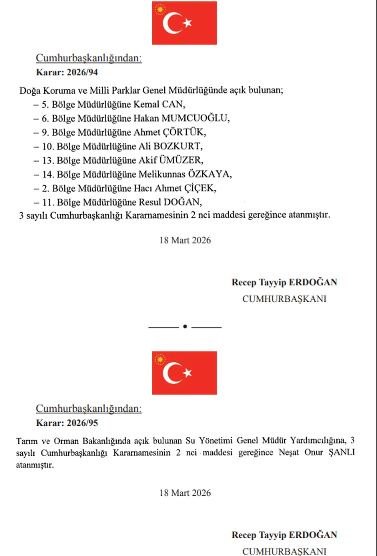 Atama kararları Resmi Gazetede! 19 Mart 2026 bugünkü Resmi Gazete kararları neler?