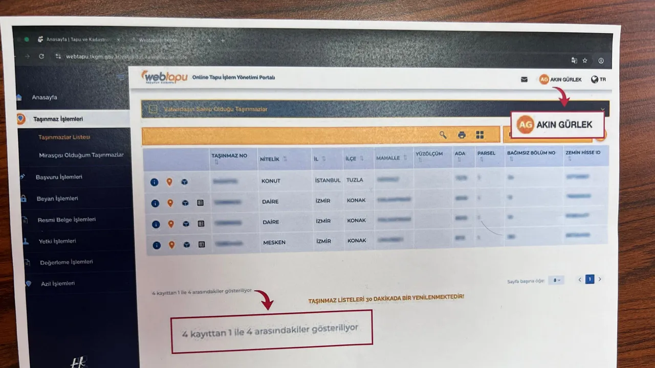 İŞTE GERÇEK TAPU KAYITLARI