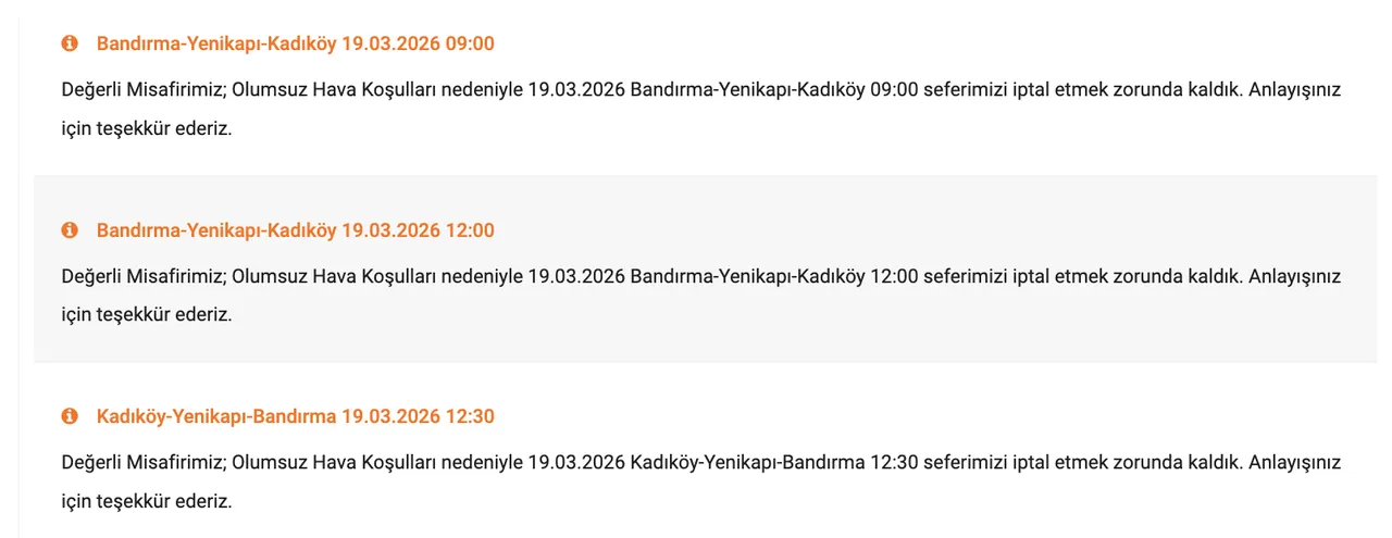 İDO seferleri iptal mi? 19 Mart Perşembe İDO vapur seferleri duyurusu!