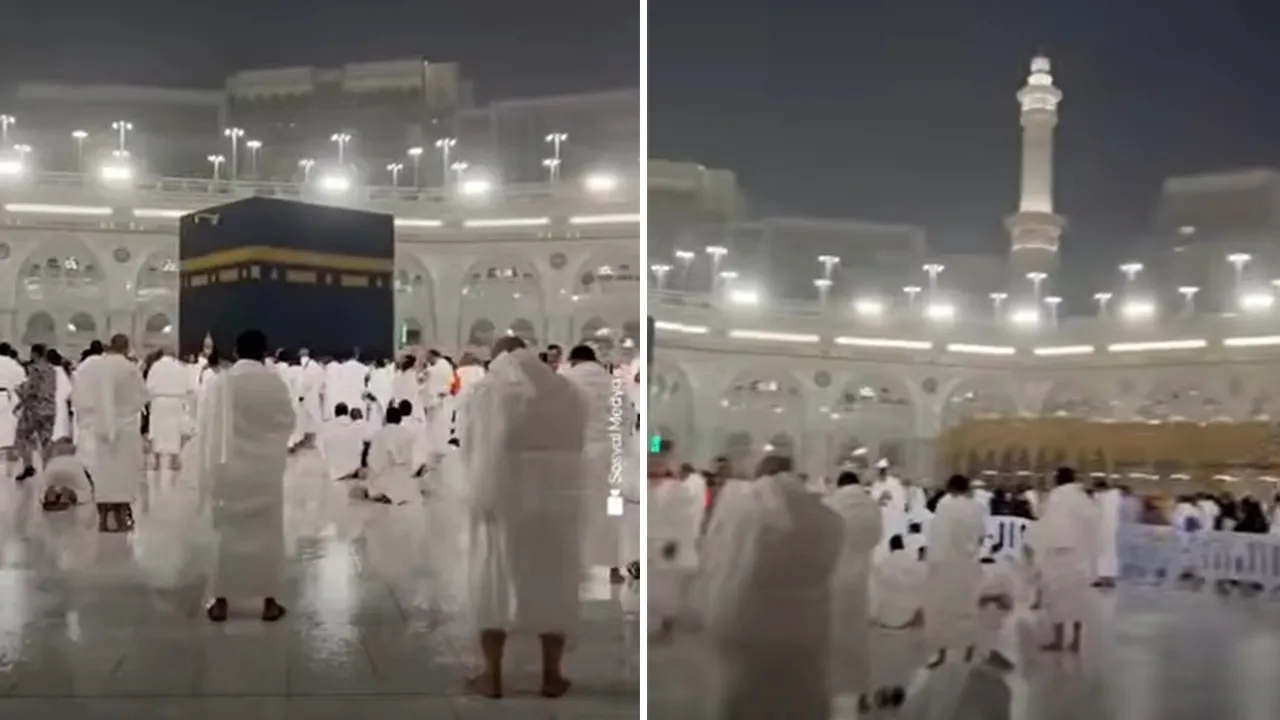 Kabe’de yağmur altında dua: Ramazanın son günü ellerini semaya açtılar