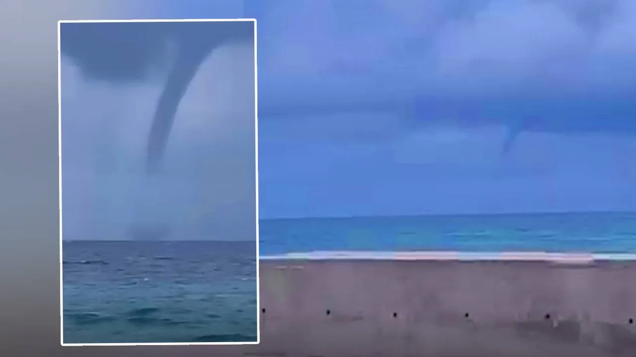 Antalya’da yürekler ağza geldi! Hortum karaya ulaşmadan etkisini kaybetti 