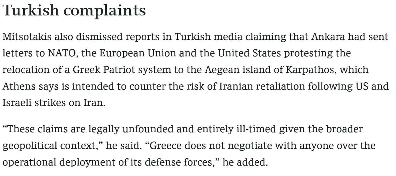 Patriot mektubundan sonra Miçotakis'ten Türkiye açıklaması