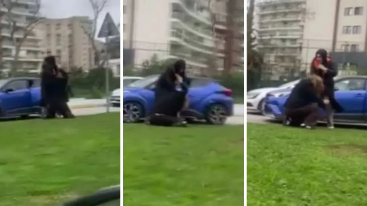 Trafikte iki kadın sürücü birbirine girdi! O anlar kamerada