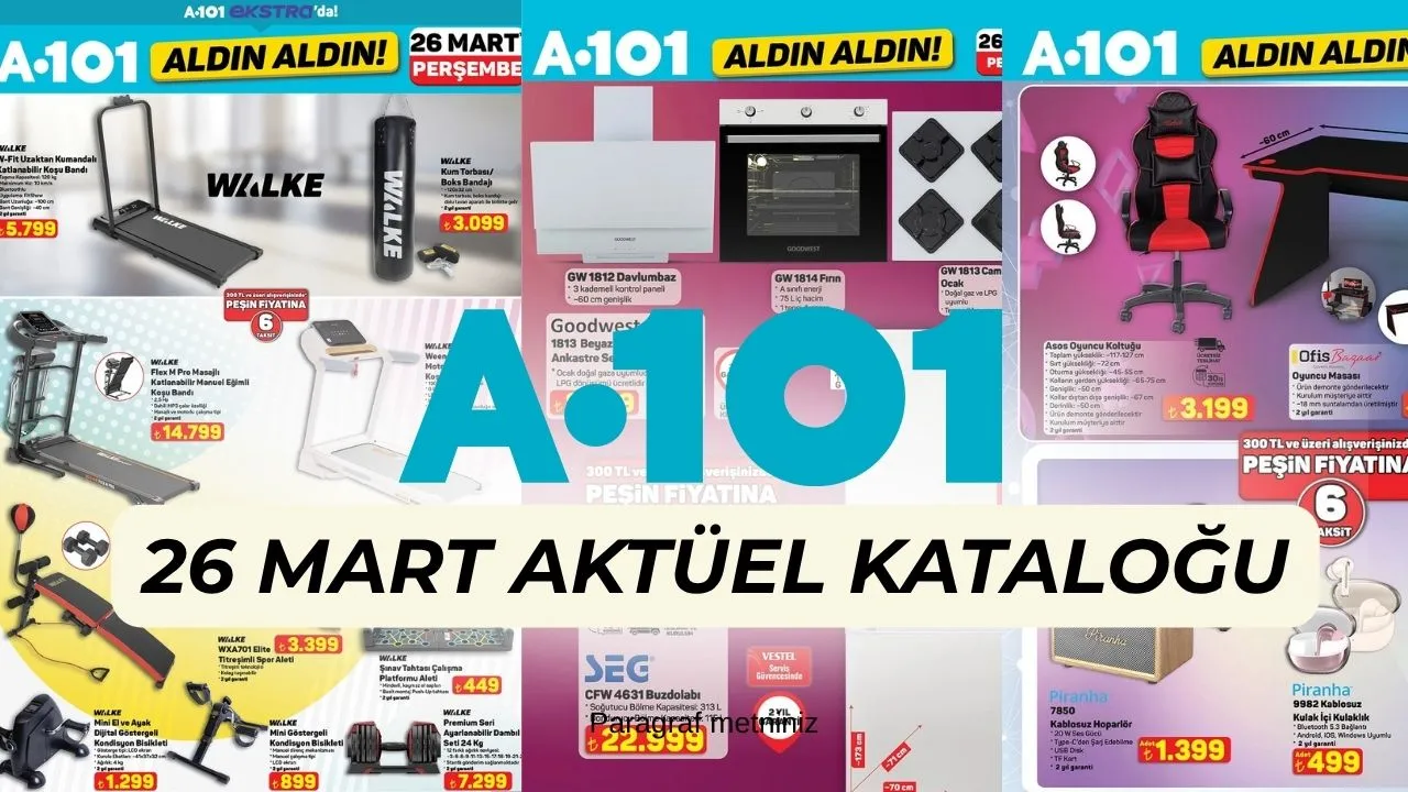 A101 aktüel kataloğu bugün satışta! Katlanabilir koşu bandı, titreşimli spor aleti ve onlarca ürün dikkat çekti