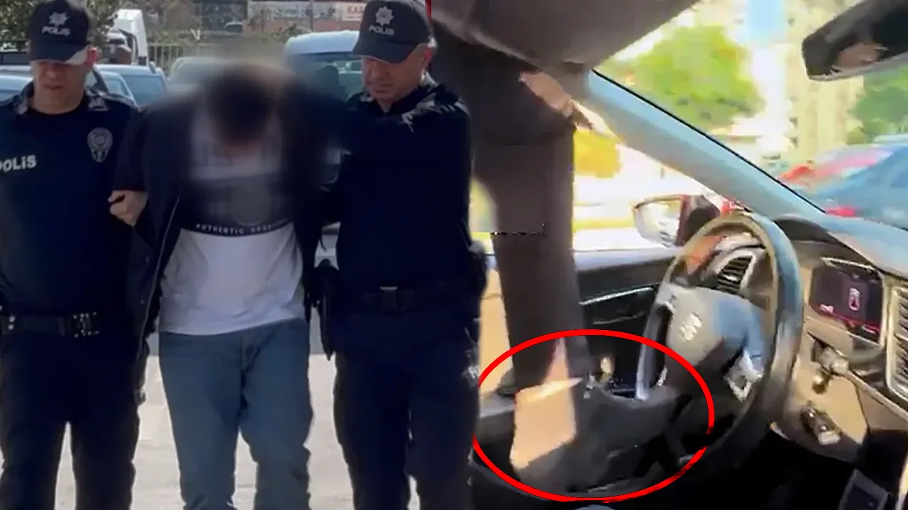 Bu kadarına da pes! Aracı ayağıyla sürdü, o anlar kamerada…