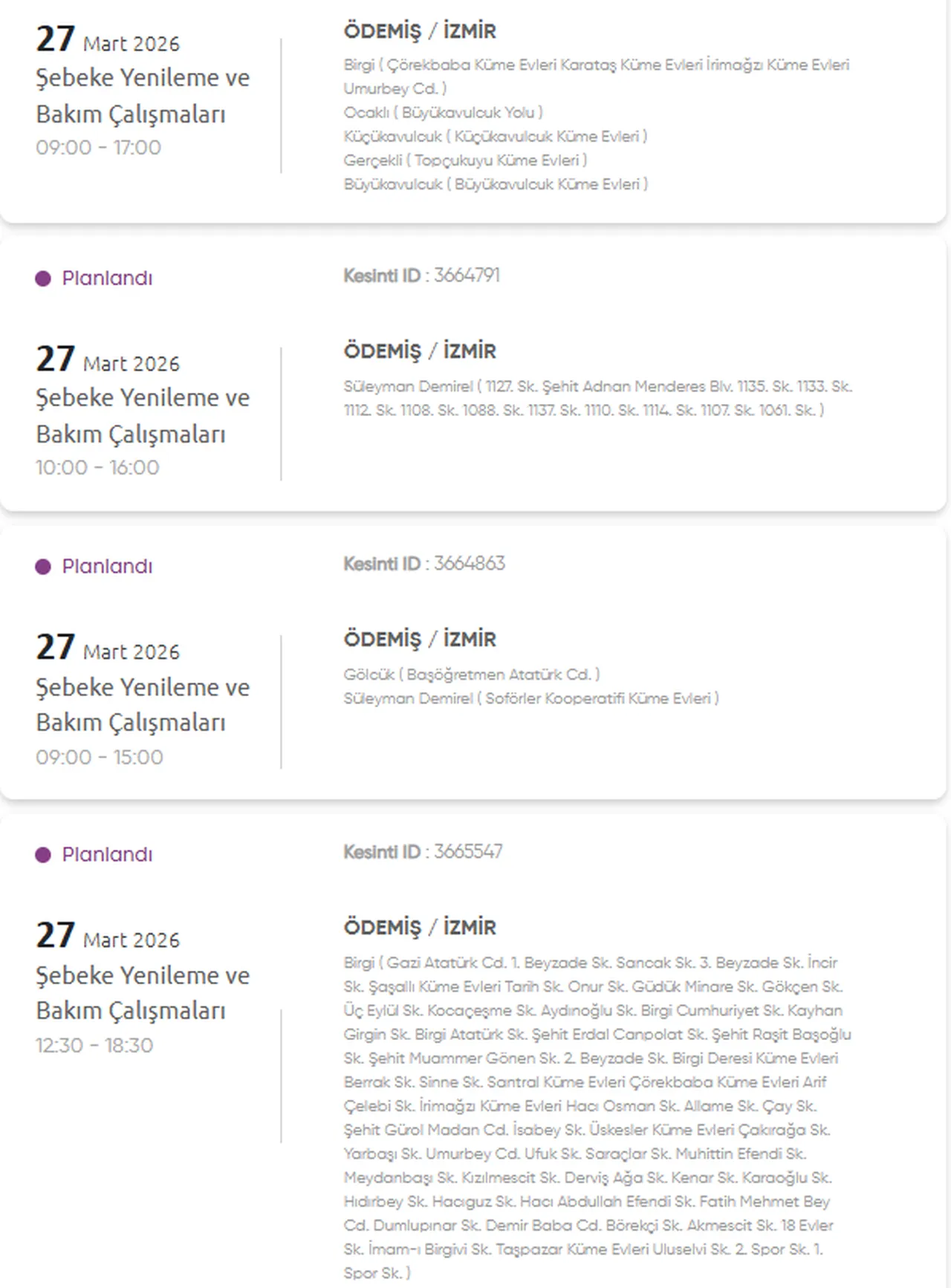 Gediz İzmir elektrik kesintisi listesi 26-27 Mart 2026! İşte etkilenecek ilçeler ve kesinti bitiş saati