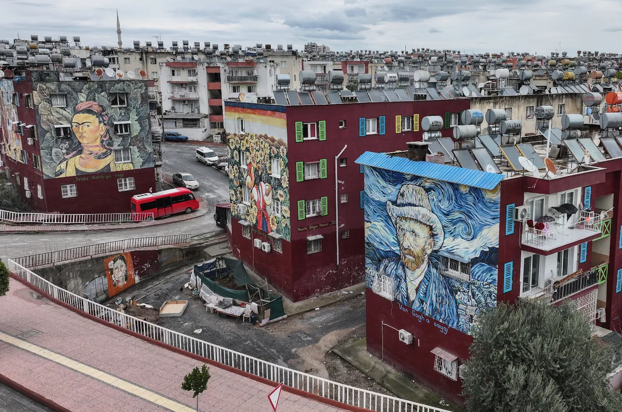 Görüntü Türkiye'den! Bina bina boyandı, mahalle değil resim müzesi