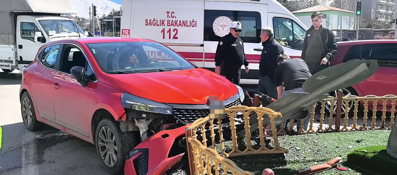 Erzurum'da trafik kazası! Köpeği kucağına atlayan sürücü refüje çarptı