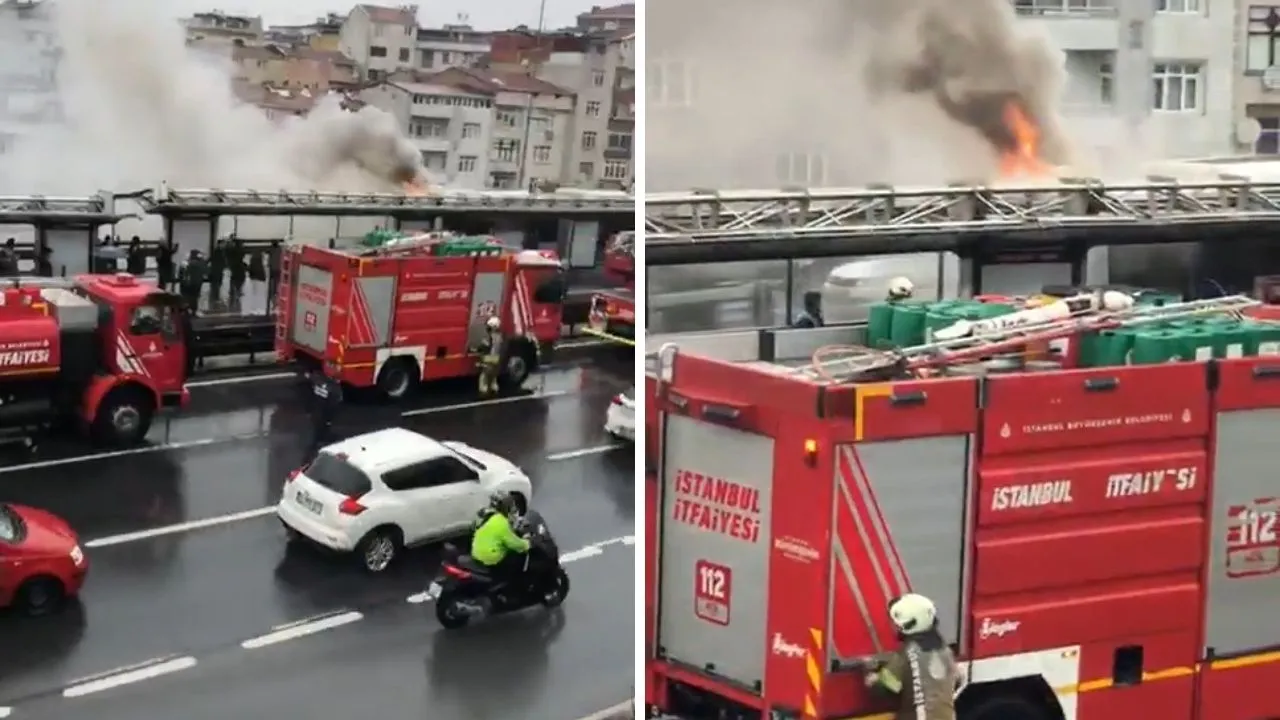Şişli'de metrobüste yangın çıktı!