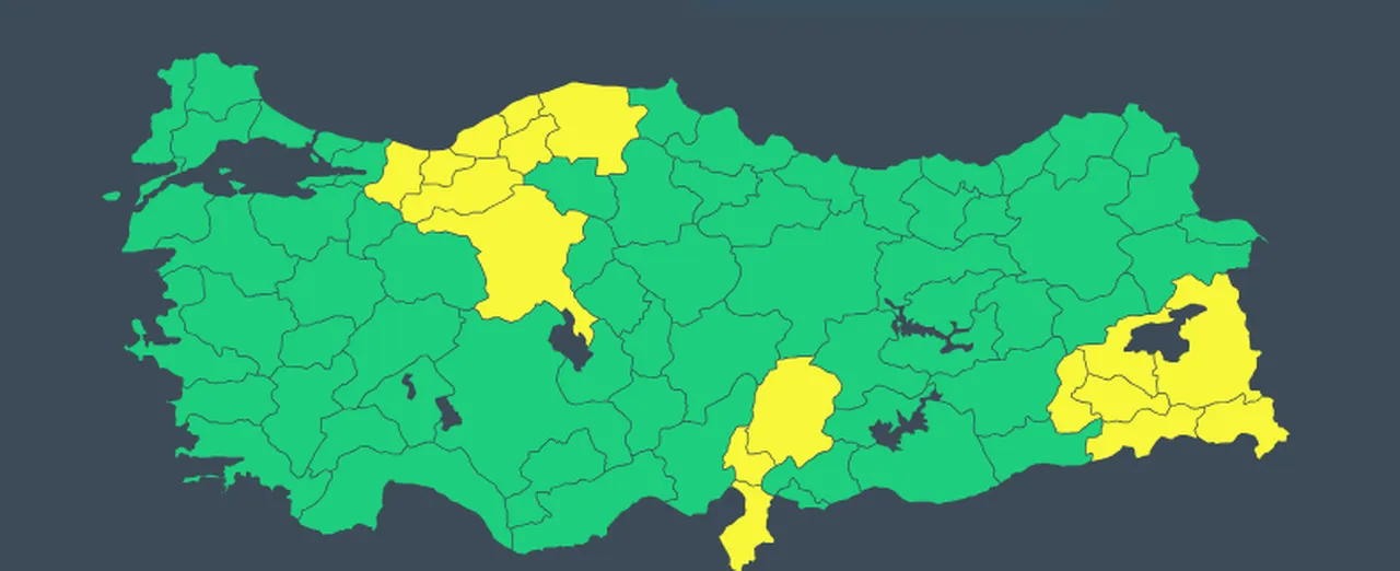 17 il için sarı kodlu uyarı! Meteoroloji yeni haritayı paylaştı