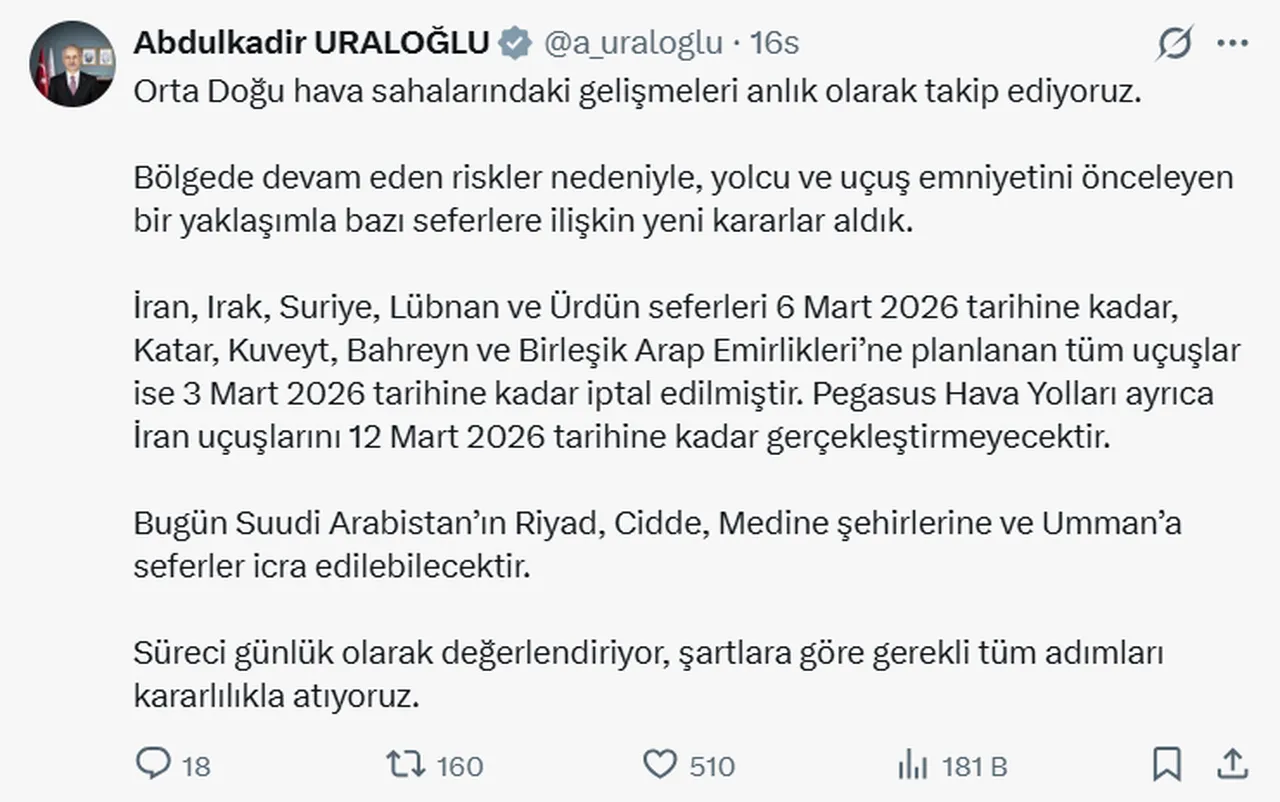 Hangi uçuşlar iptal edildi? 3 Mart THY, AJET ve Pegasus iptal olan uçak seferleri listesi
