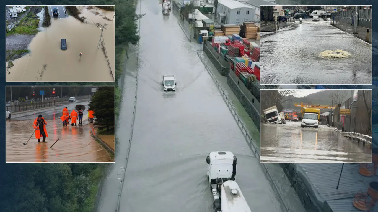 İstanbul'u sağanak vurdu! Yollar göle döndü, araçlar mahsur kaldı