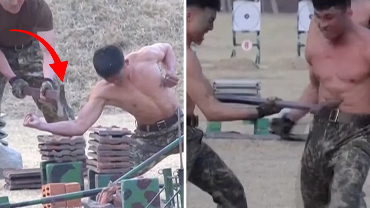 Kuzey Koreden dikkat çeken gövde gösterisi! Kafalarında beton kırdılar, ayaklarına çekiçle vurdular