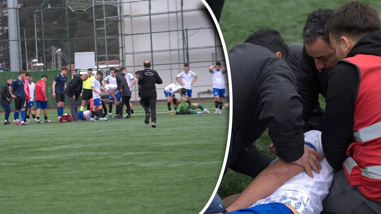 Rize'de korku dolu anlar! Sahada dili boğazına kaçtı, şampiyonluk maçı ertelendi
