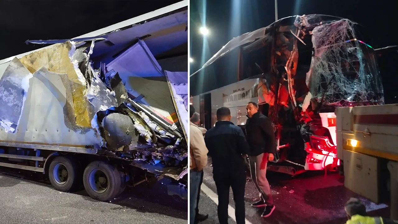 Kuzey Marmara Otoyolu'nda yolcu otobüsü tıra çarptı: 10 yaralı