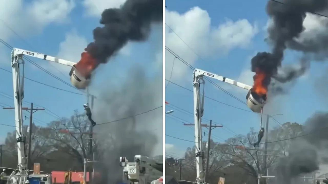 ABD'de korku dolu anlar! Alevlerin arasında kalan kepçe operatörü ölümden döndü