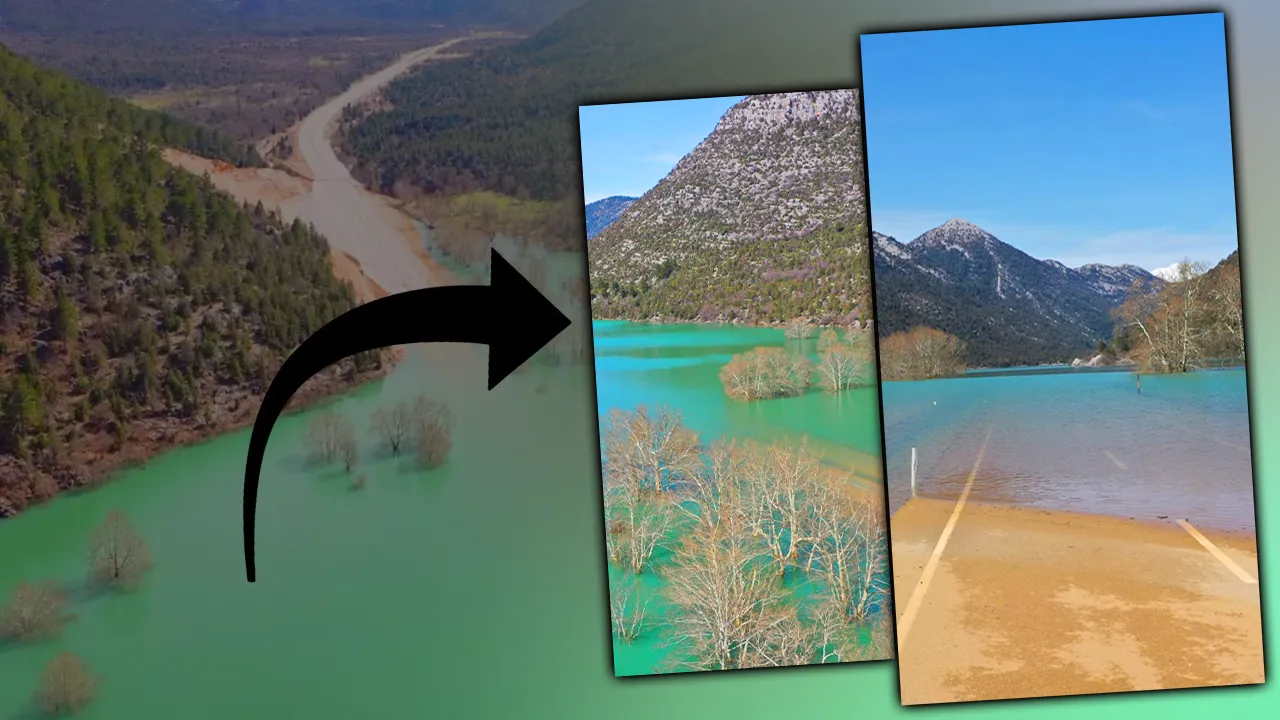 Antalya-Konya karayolunun 4 kilometrelik kısmı sular altında! Dron görüntüsü ortaya çıkardı