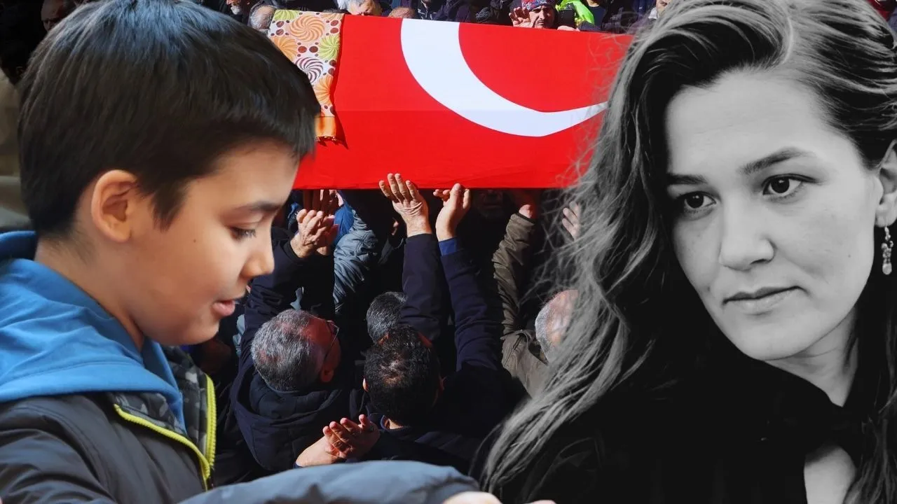 Fatma Nur öğretmenin cenazesinde yürek dağlayan kare! Oğlu tabutu başından ayrılmadı