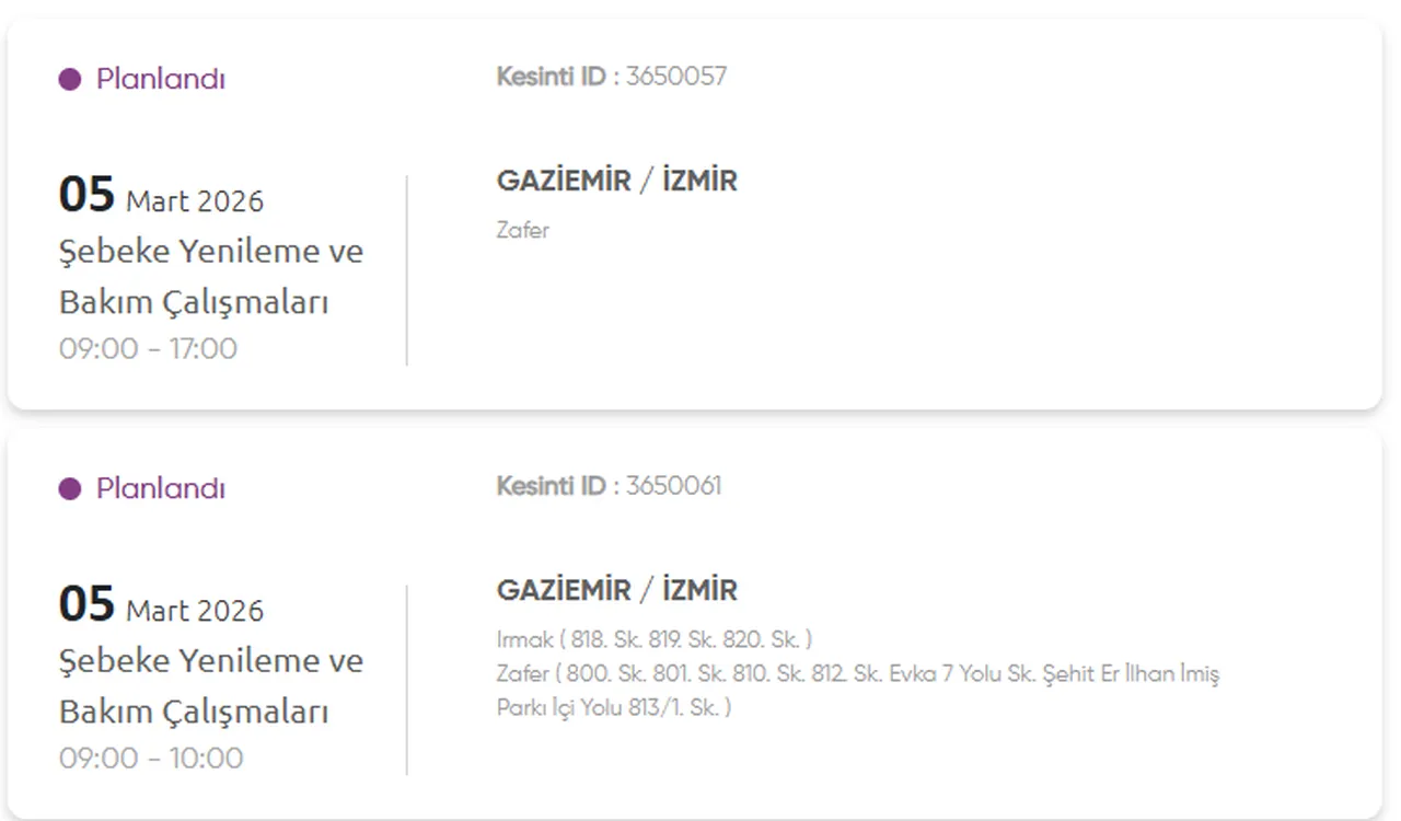 GDZ İzmir elektrik kesintisi listesi açıklandı! 4-5 Mart İzmir elektrik kesintisi ne zaman bitecek?