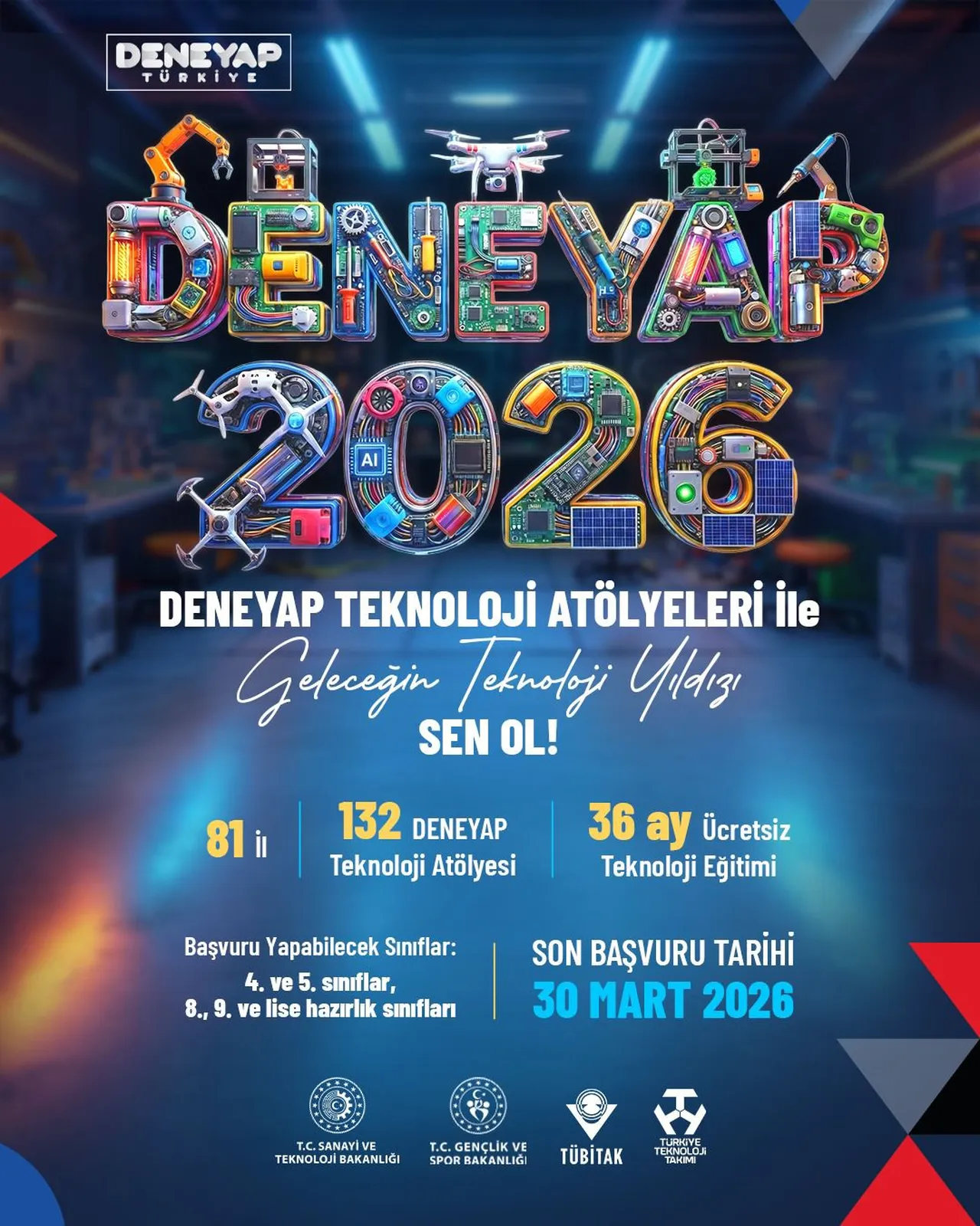 DENEYAP Teknoloji Atölyeleri başvuru tarihleri 2026: Kimler başvurabilir, son başvuru ne zaman?