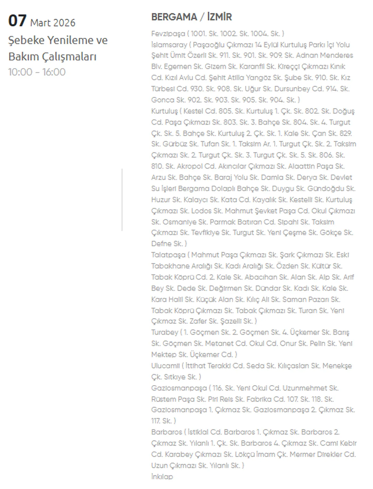 İzmir GDZ elektrik kesintisi yaşanan ilçeler! 6-7 Mart İzmirde elektrik kesintisi ne zaman bitecek?