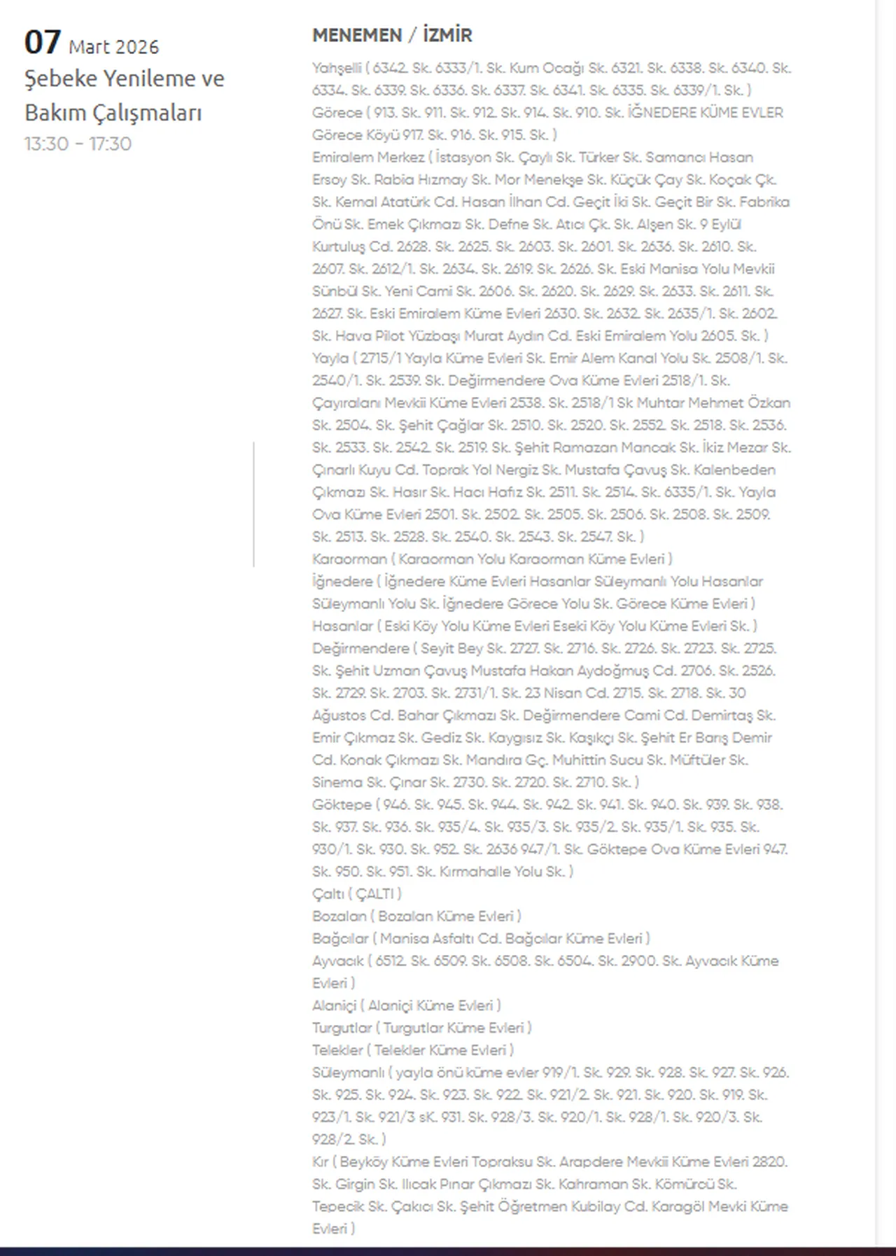 İzmir GDZ elektrik kesintisi yaşanan ilçeler! 6-7 Mart İzmirde elektrik kesintisi ne zaman bitecek?