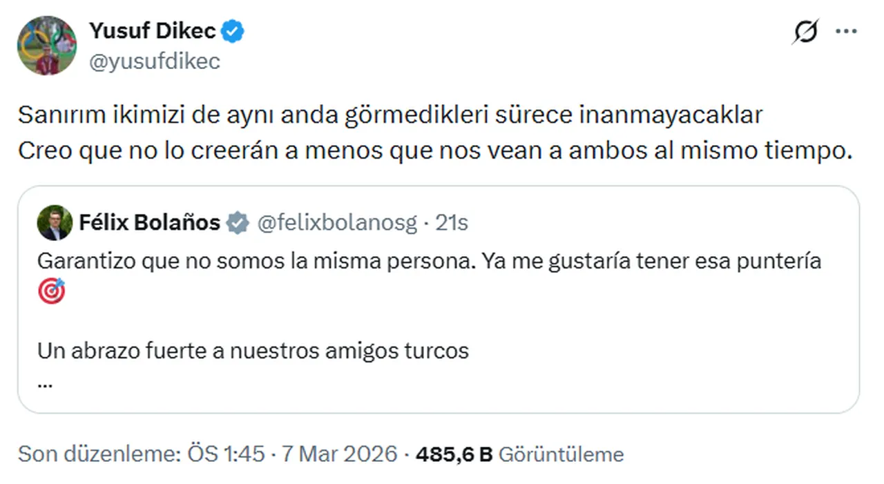 İspanyol bakandan Yusuf Dikeç paylaşımı! Milli sporcu cevapsız bırakmadı