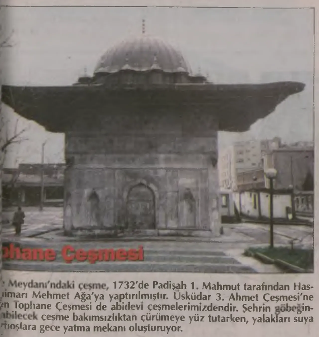 2000 yılında Tophane Çeşmesi