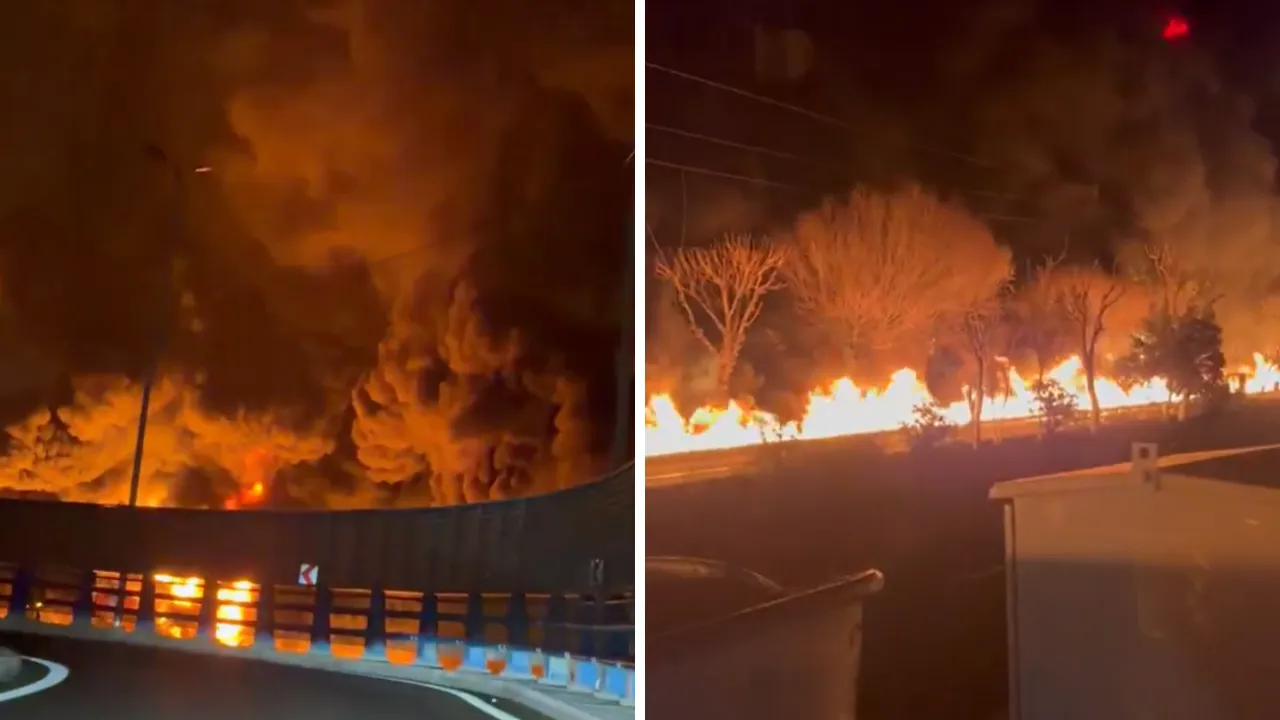 Tahran'daki petrol depolarına füzeli saldırı! Kilometrelerce yol alev alev yandı