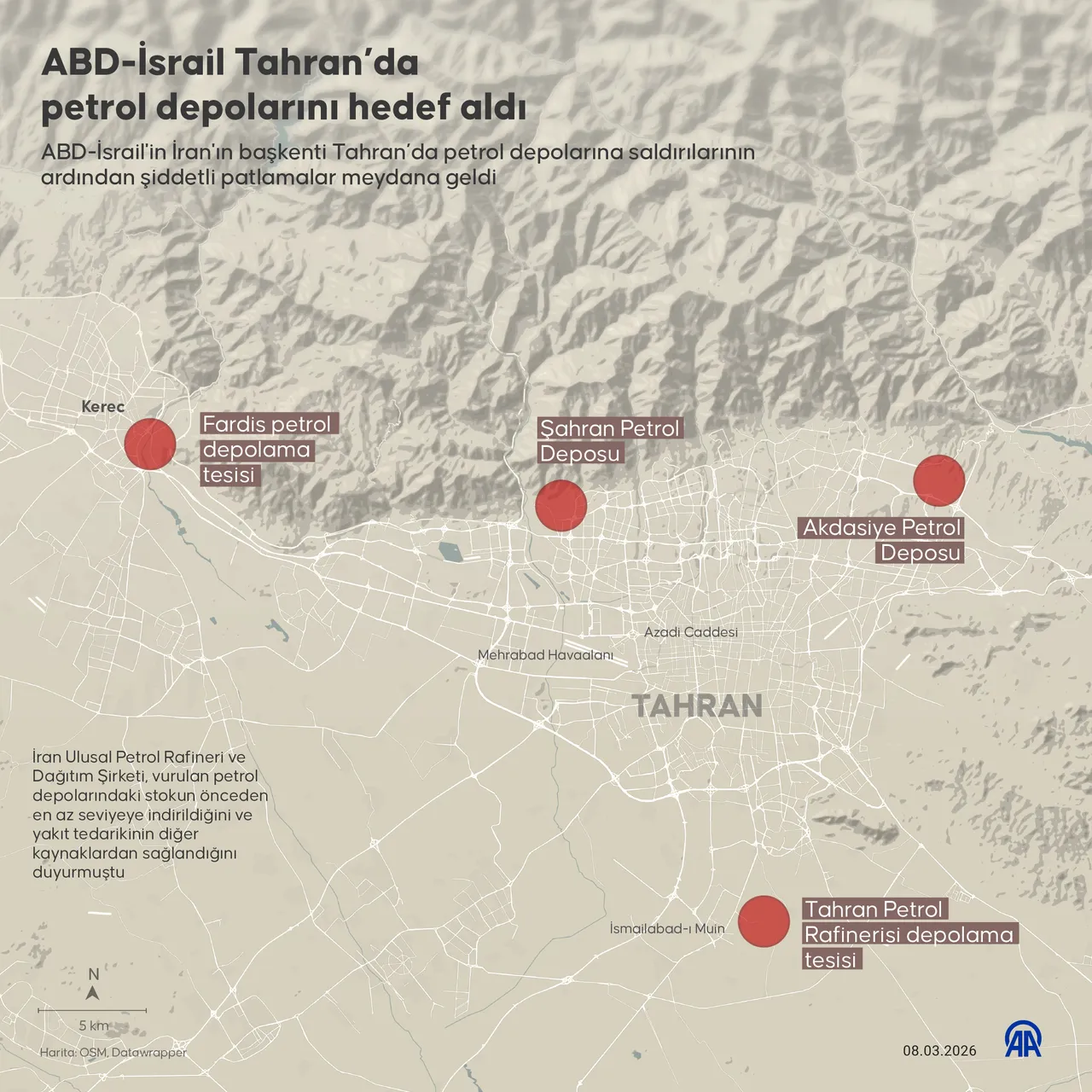 Tahran'daki petrol depolarına füzeli saldırı! Kilometrelerce yol alev alev yandı
