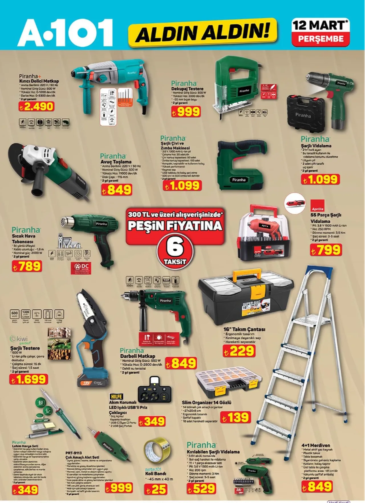 A101 12 Mart 2026 indirimli ürünler listesi: Mopedden ankastre sete, kamptan ev gereçlerine tüm katalog