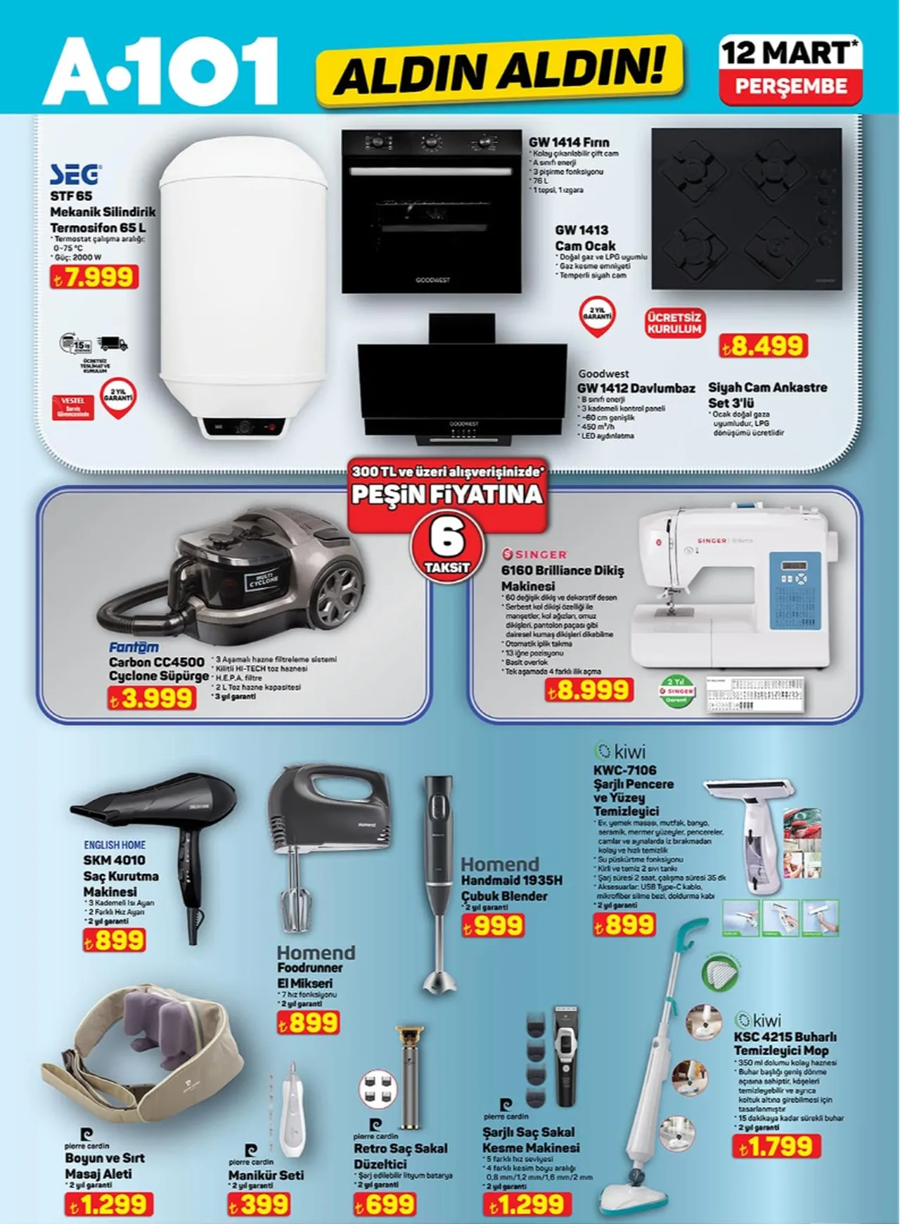 A101 12 Mart 2026 indirimli ürünler listesi: Mopedden ankastre sete, kamptan ev gereçlerine tüm katalog