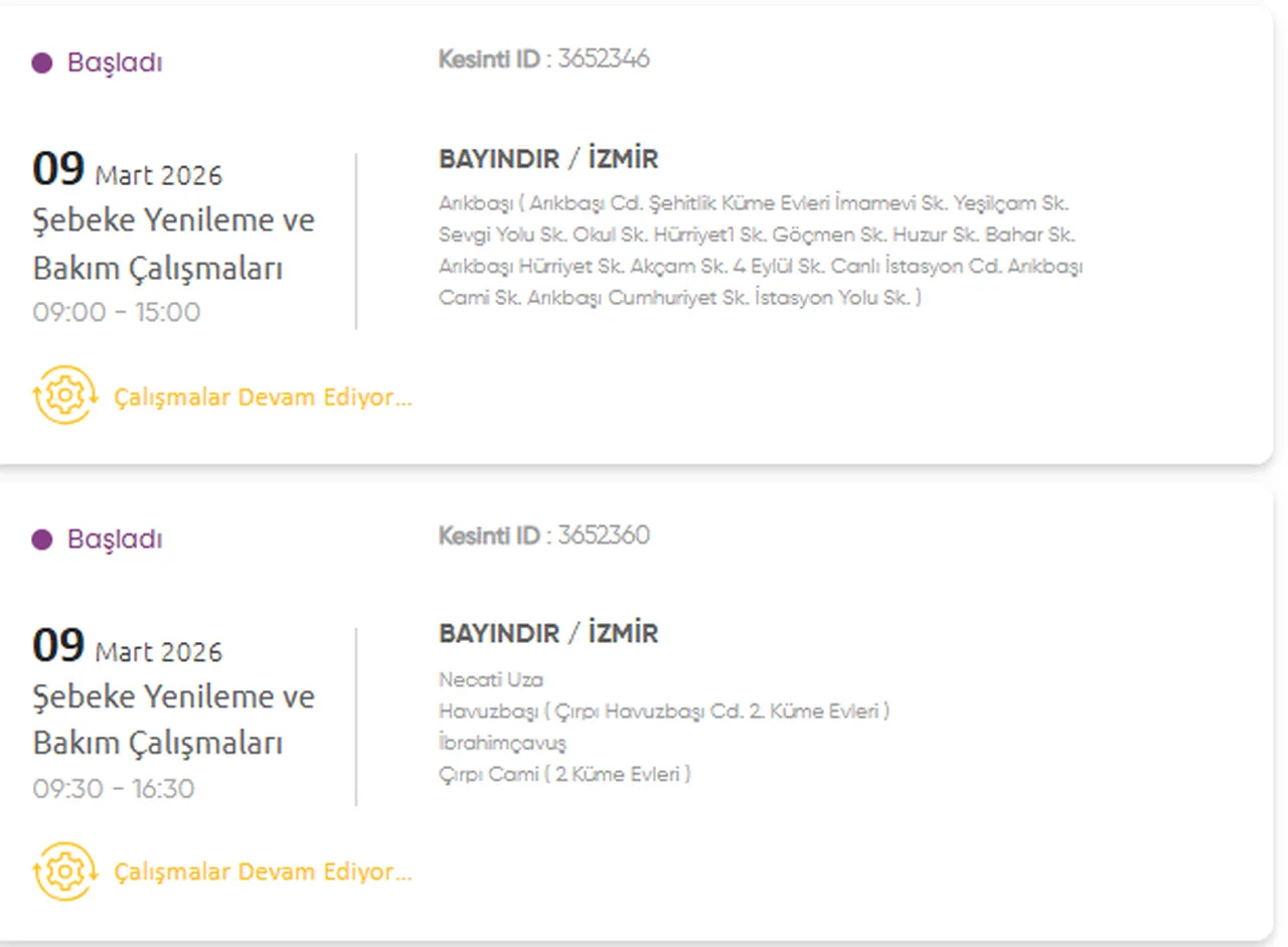 GDZ İzmir elektrik kesintisi listesi 9-10 Mart! İzmir'de elektrik kesintisi ne zaman bitecek?