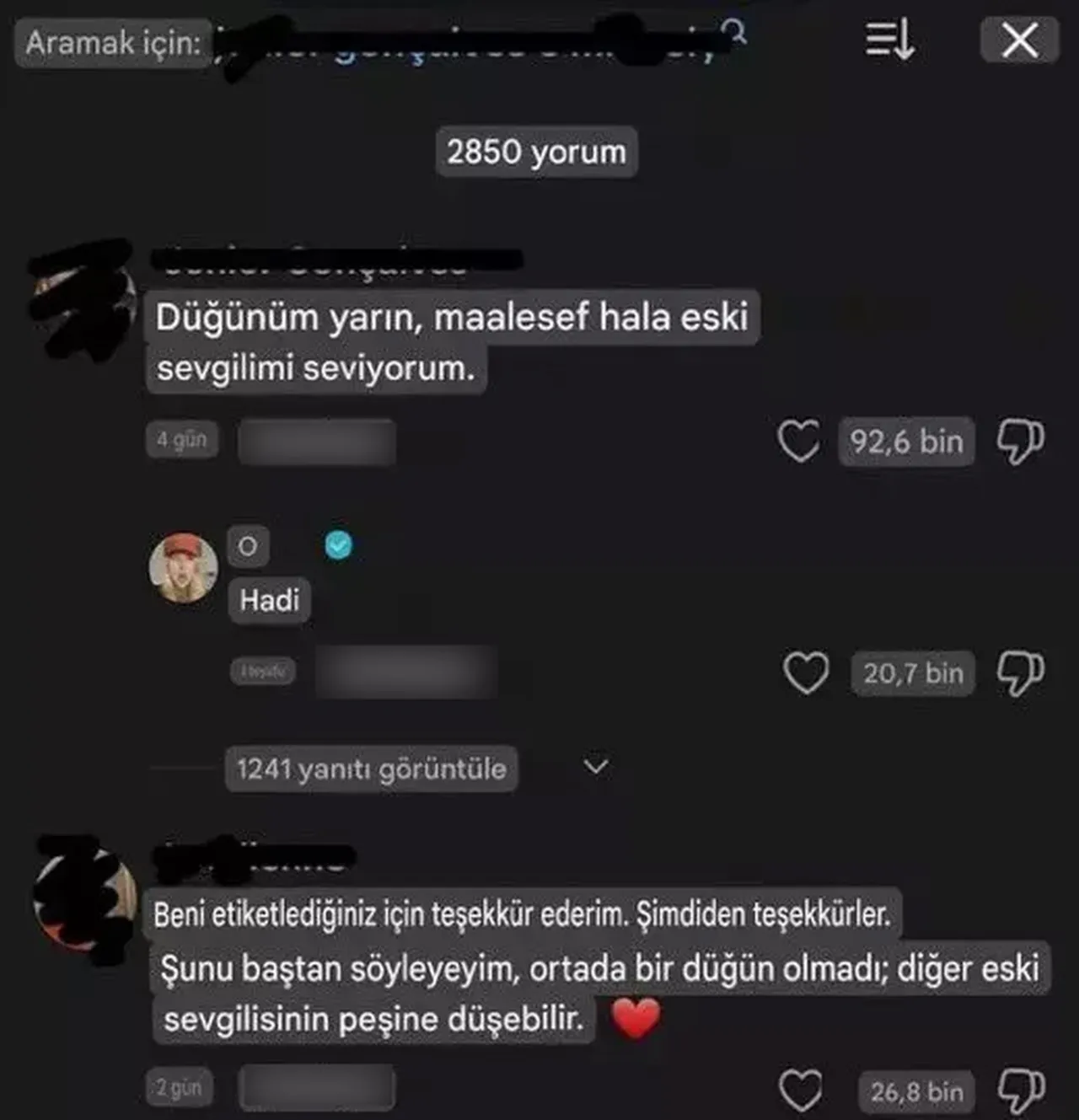 İşte o paylaşım...