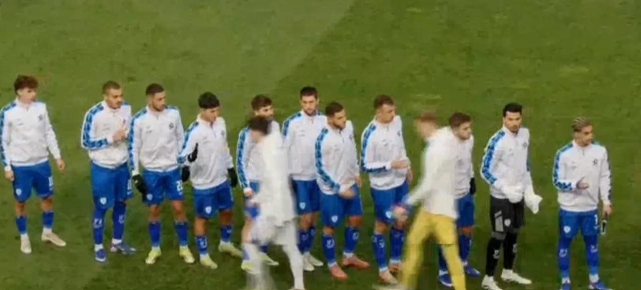 Bosna Hersek-İsrail ümit milli maçında seremoni anı.