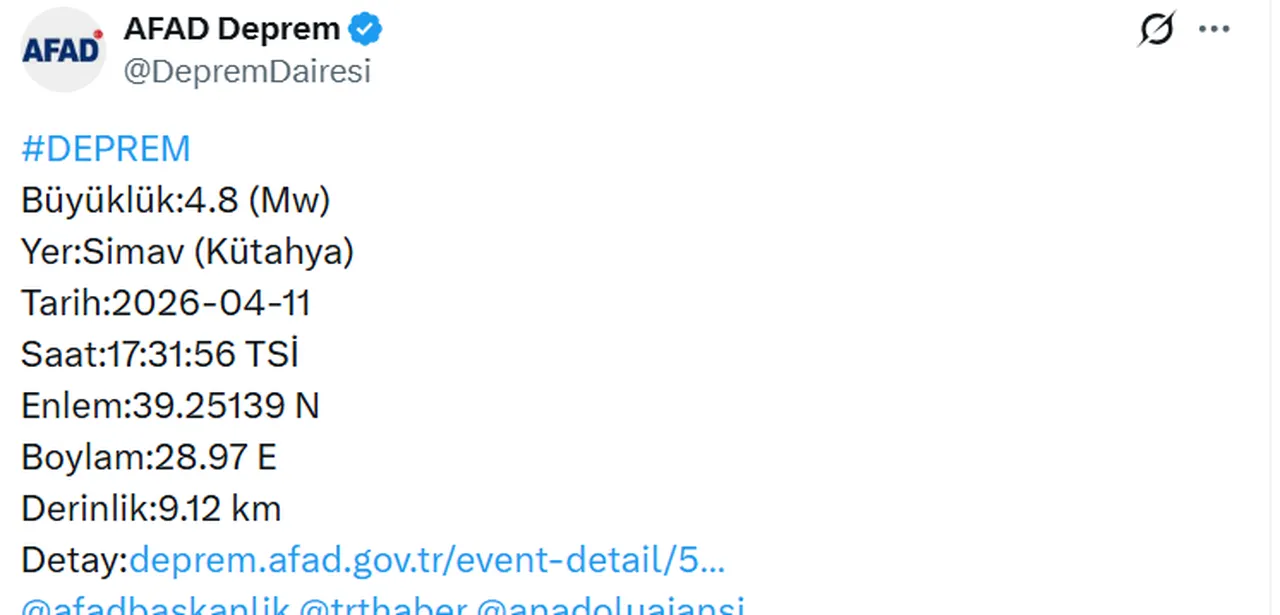 Son depremler listesi! Az önce deprem nerede oldu? (12 Nisan 2026)