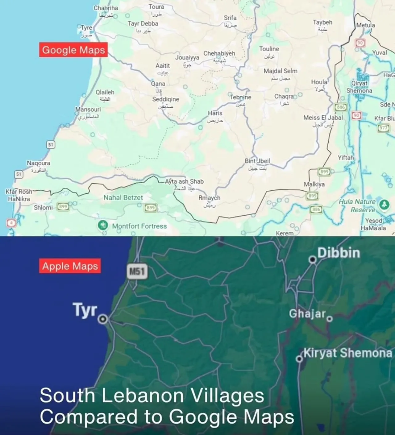 ABDli teknoloji devi Appledan skandal hareket! Harita uygulamasından Lübnandaki köyleri sildi