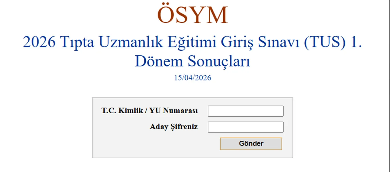 TUS sonuçları açıklandı! TUS 1. Dönem ÖSYM sınav sonuçları sorgulama ekranı