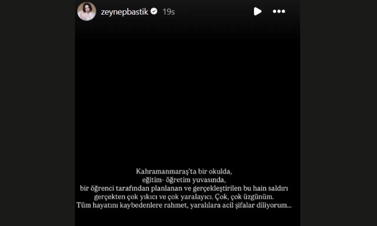 Kahramanmaraş’taki okul saldırısına ünlüler tepki gösterdi