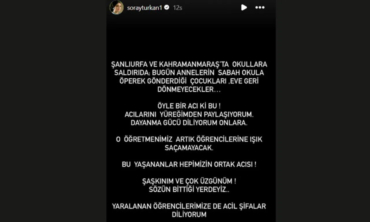 Kahramanmaraş’taki okul saldırısına ünlüler tepki gösterdi