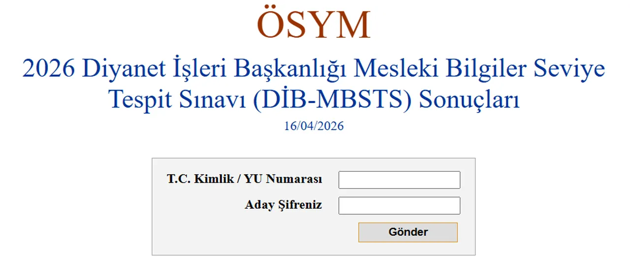 MBSTS sonuçları açıklandı! 2026-DİB-MBSTS sonuç sorgulama ekranı