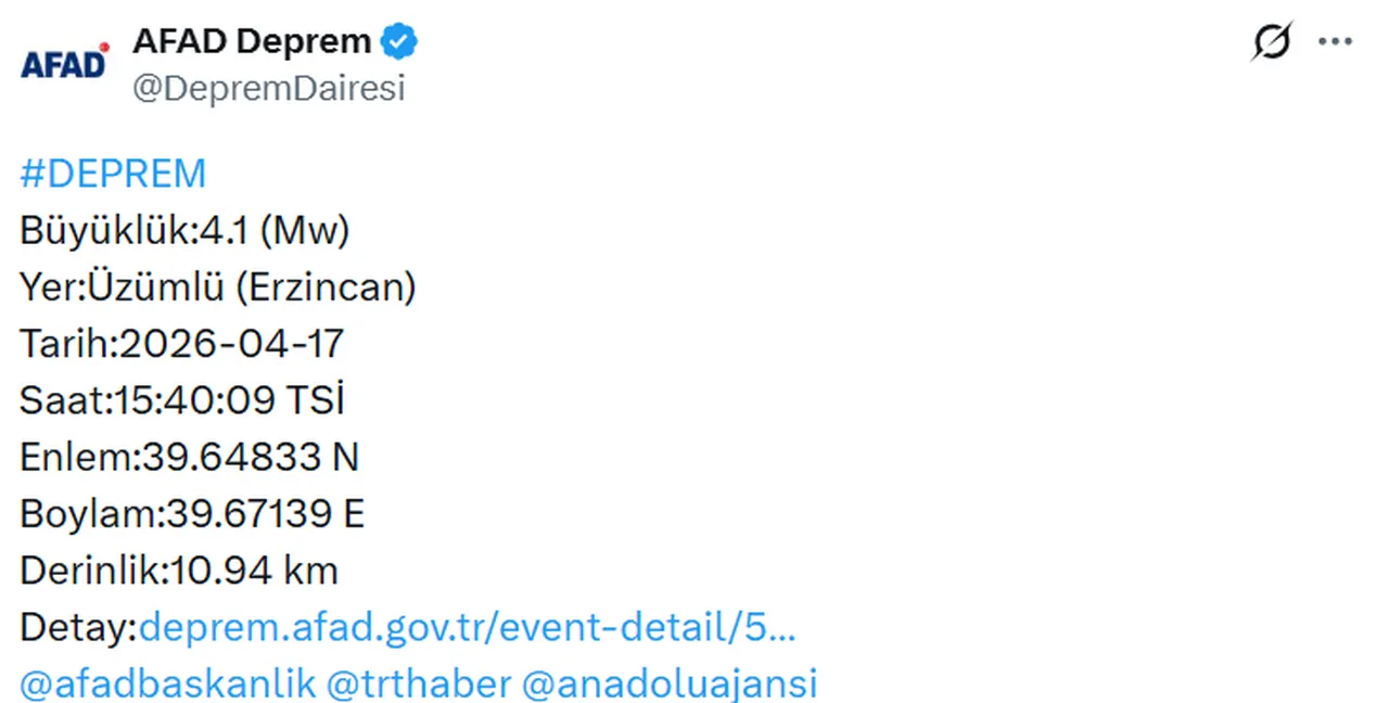 Az önce deprem nerede oldu, kaç büyüklüğünde? Son depremler listesi (17 Nisan 2026)