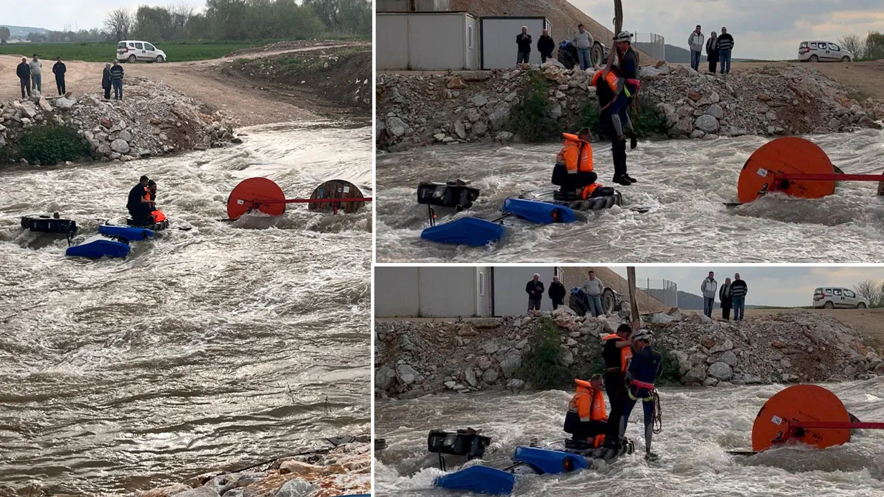 Bursa'da can pazarı! Traktör dereye düştü, 10 kişi mahsur kaldı