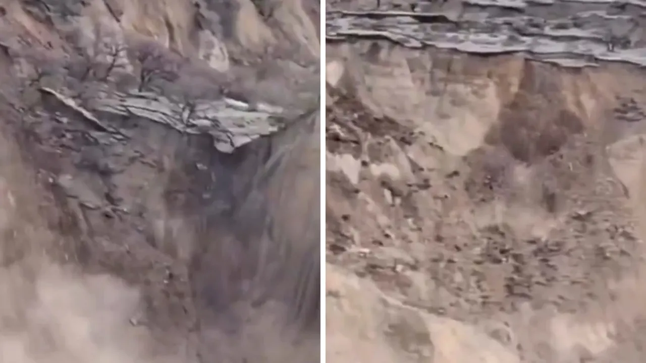 Rusya'da toprak kayması felaketi! Yamaç saniyeler içinde çöktü